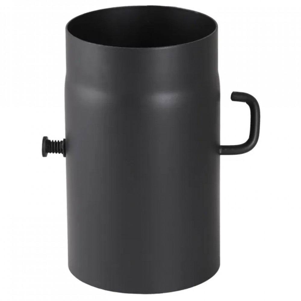 Tube de fumée en acier noir PARKANEX avec registre, Droit, Longueur 0,25 m, Ø130, Épaisseur 2 mm | Tuyaux de poêle | Cheminée |
