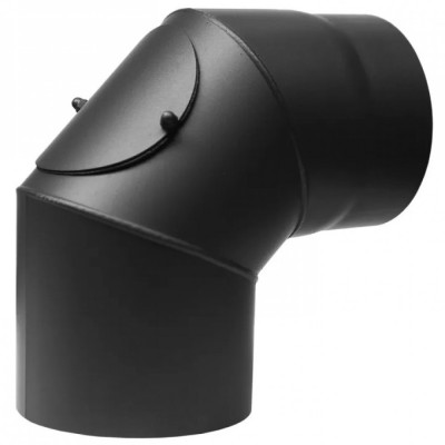 Coude de tuyau de cheminée 90° PARKANEX avec ouverture de nettoyage, acier, noir, Ø150, Épaisseur 2mm - Cheminée