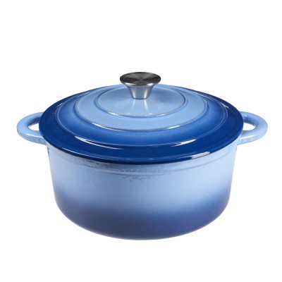 Casserole en fonte émaillée, bleue, Ф22cm - Cocotte en fonte