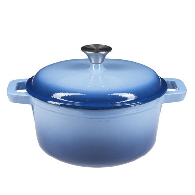Casserole en fonte émaillée, bleue, Ф24 cm - Cocotte en fonte