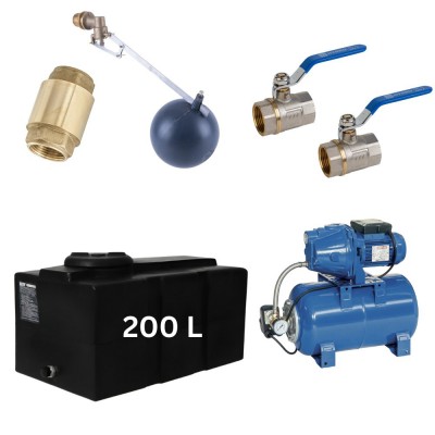 Kit „Eau potable 200L“ avec réservoir d’eau Loft Mavil (noir) et pompe hydrophore Speroni - Réservoirs d'eau potable