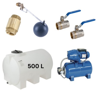 Kit „Eau potable 500L“ avec réservoir d’eau Mavil (blanc, horizontal) et pompe hydrophore Speroni - Réservoirs d'eau potable