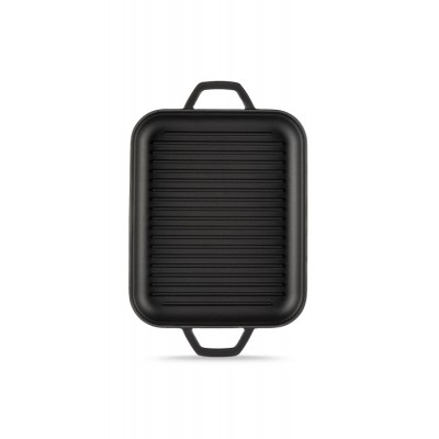 Poêle Grill rectangulaire en fonte avec deux poignées Hosse, 26x32cm - Hosse