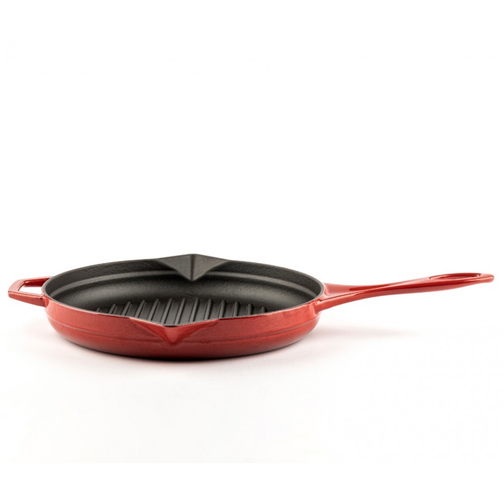Poêle grill en fonte émaillée Hosse, Rubin, Ф28cm | Poêle grill en fonte | Poêle en fonte |