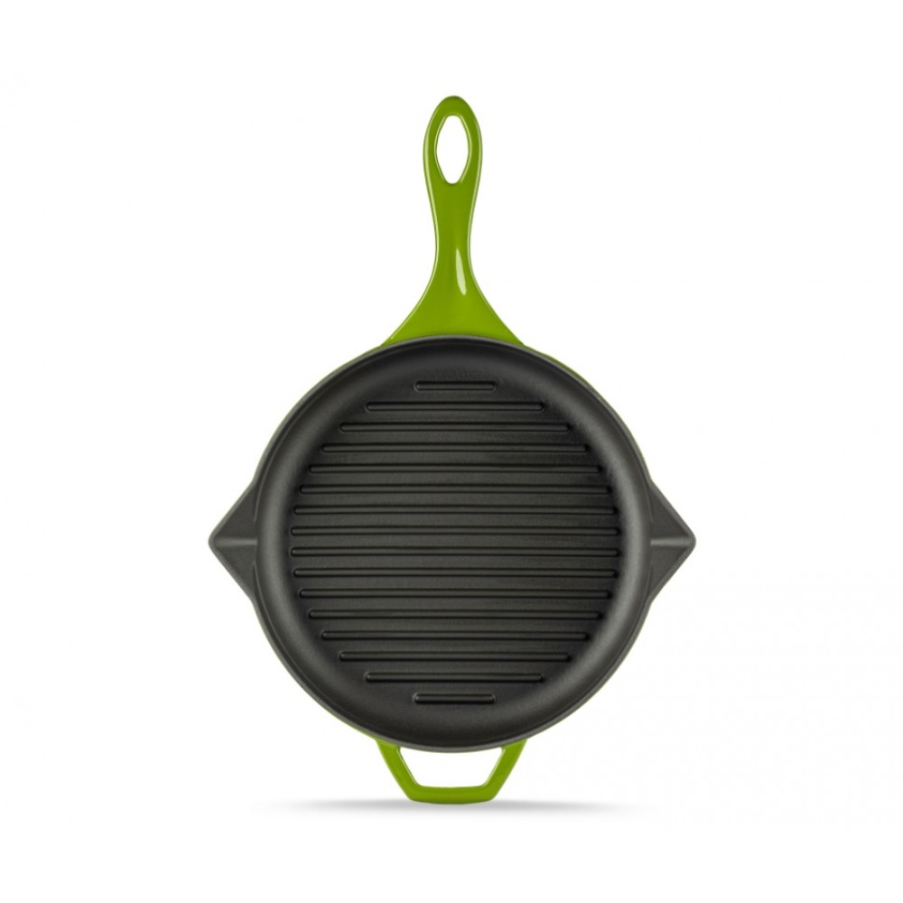 Poêle grill en fonte émaillée Hosse, Bamboo, Ф28cm | Poêle grill en fonte | Poêle en fonte |