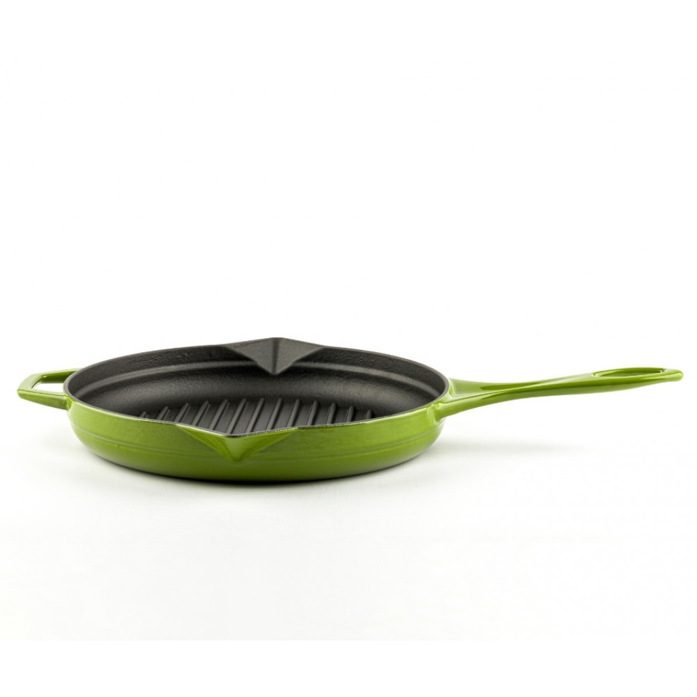Poêle grill en fonte émaillée Hosse, Bamboo, Ф28cm | Poêle grill en fonte | Poêle en fonte |