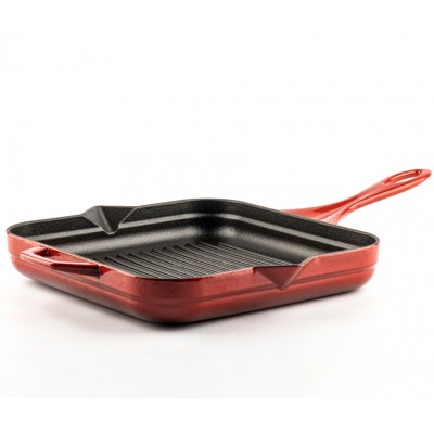 Poêle grill en fonte émaillée Hosse, Rubin, 28x28cm - Poêle grill en fonte