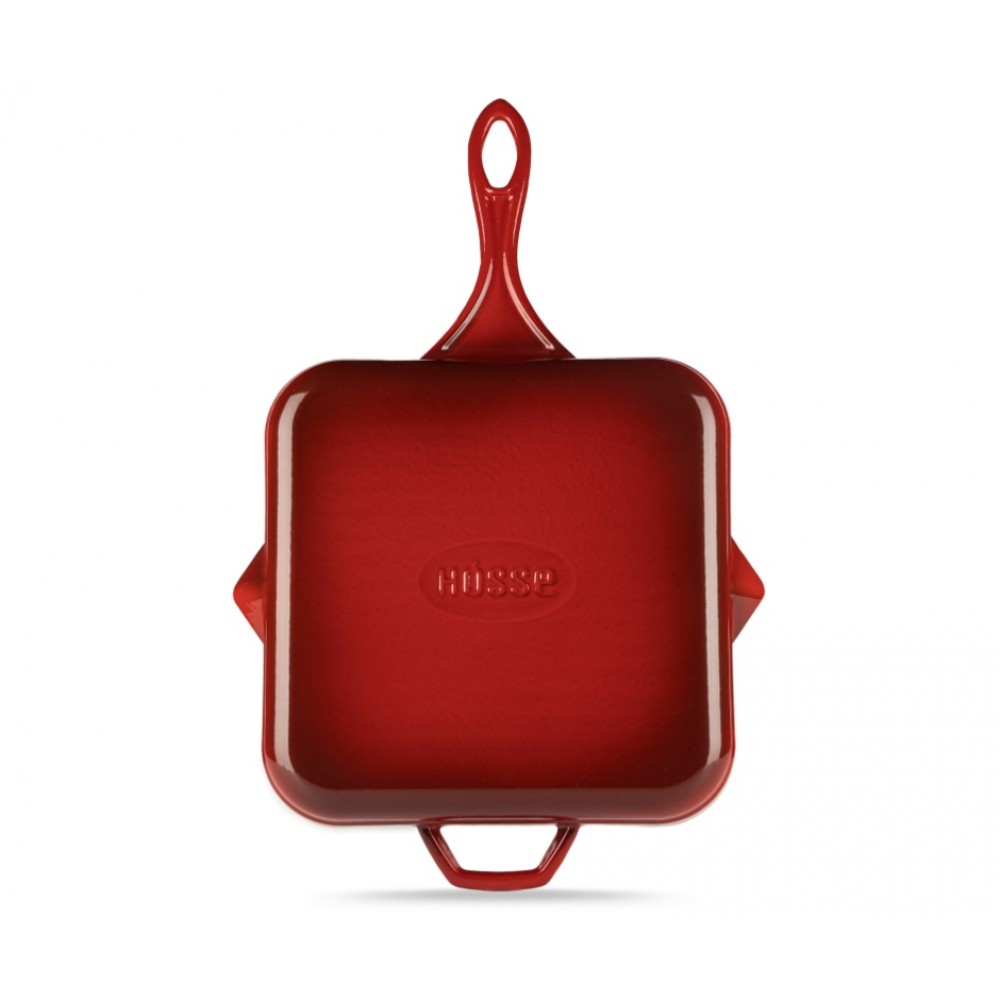 Poêle grill en fonte émaillée Hosse, Rubin, 28x28cm | Poêle grill en fonte | Poêle en fonte |