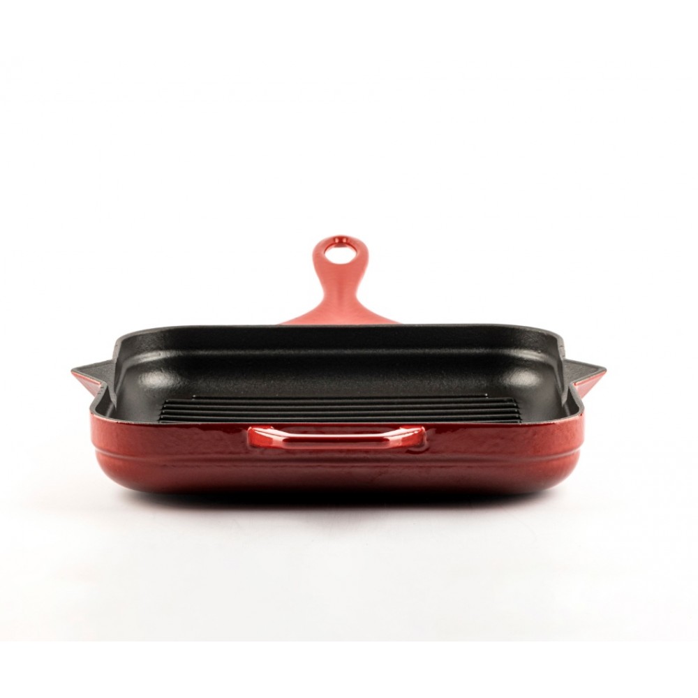 Poêle grill en fonte émaillée Hosse, Rubin, 28x28cm | Poêle grill en fonte | Poêle en fonte |