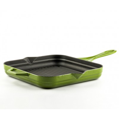 Poêle grill en fonte émaillée Hosse, Bamboo, 28x28cm - Poêle grill en fonte