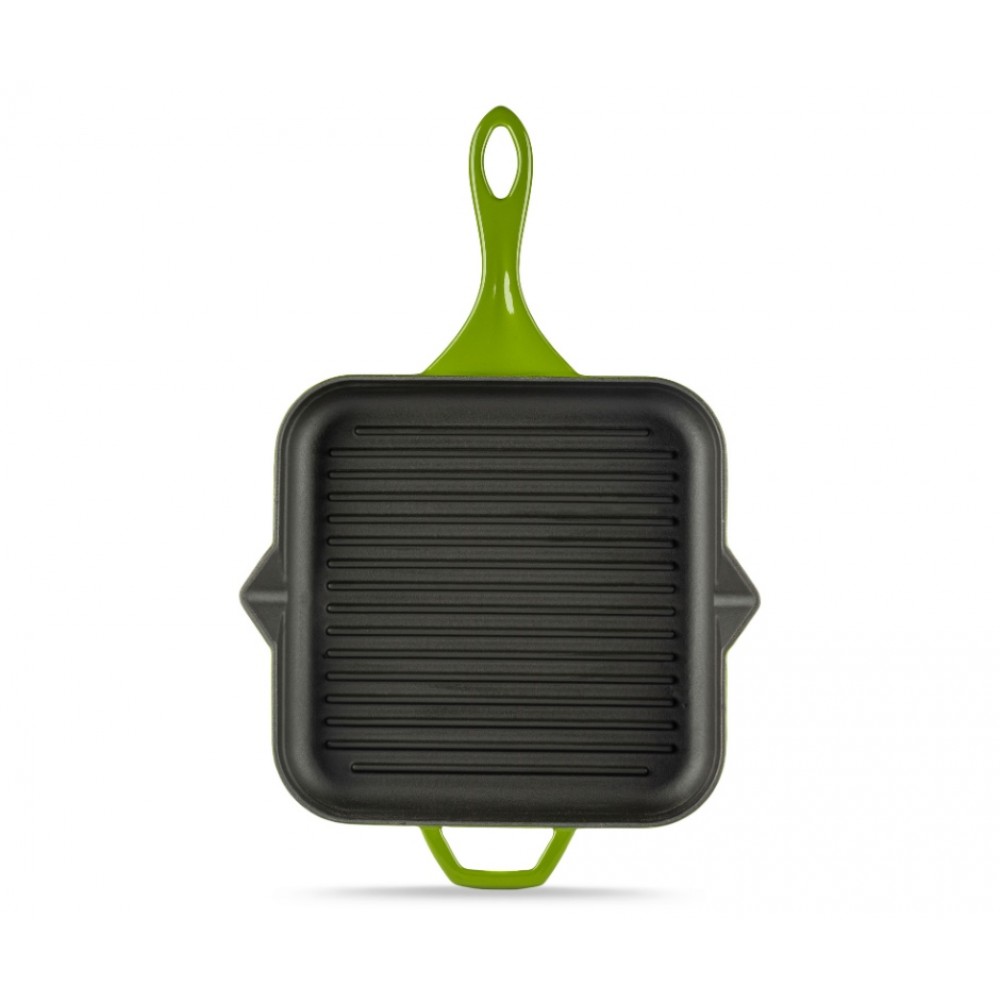Poêle grill en fonte émaillée Hosse, Bamboo, 28x28cm | Poêle grill en fonte | Poêle en fonte |
