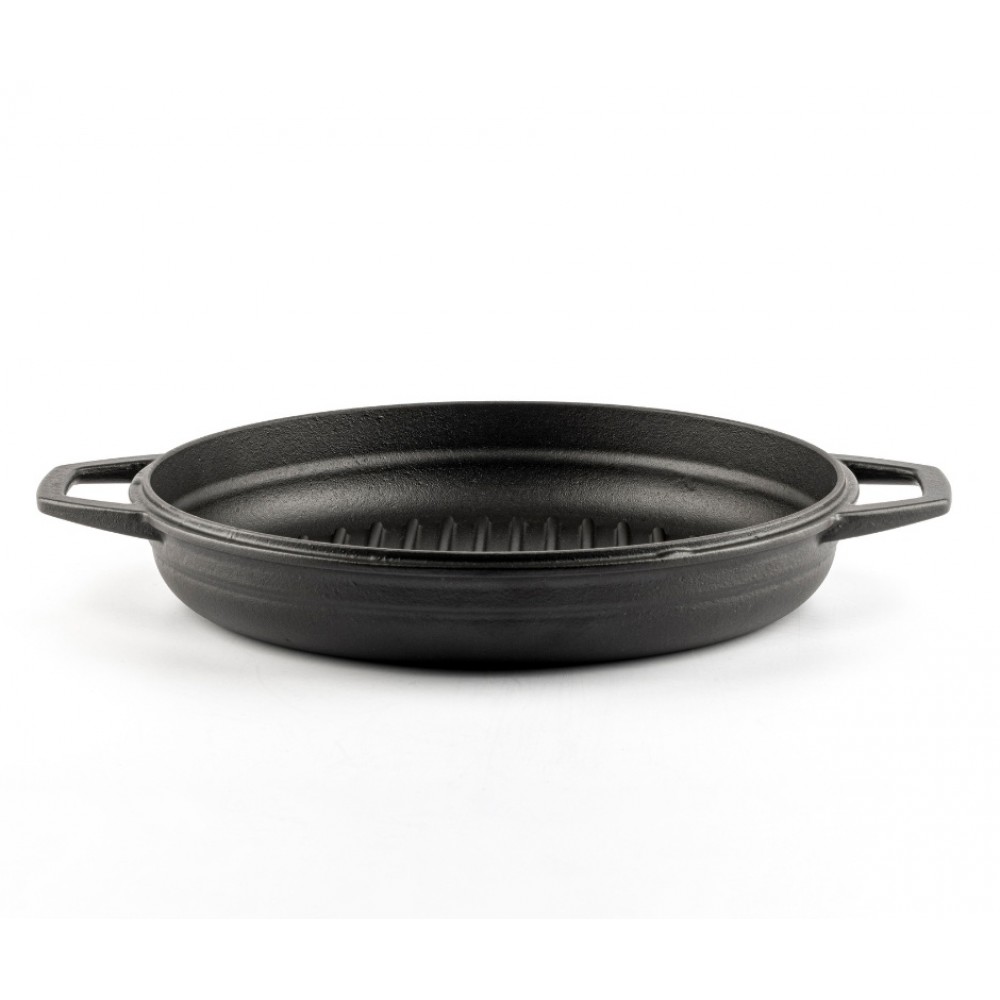 Poêle grill en fonte émaillée Hosse, Black Onyx, Ф22cm | Poêle plate en fonte | Poêle en fonte |