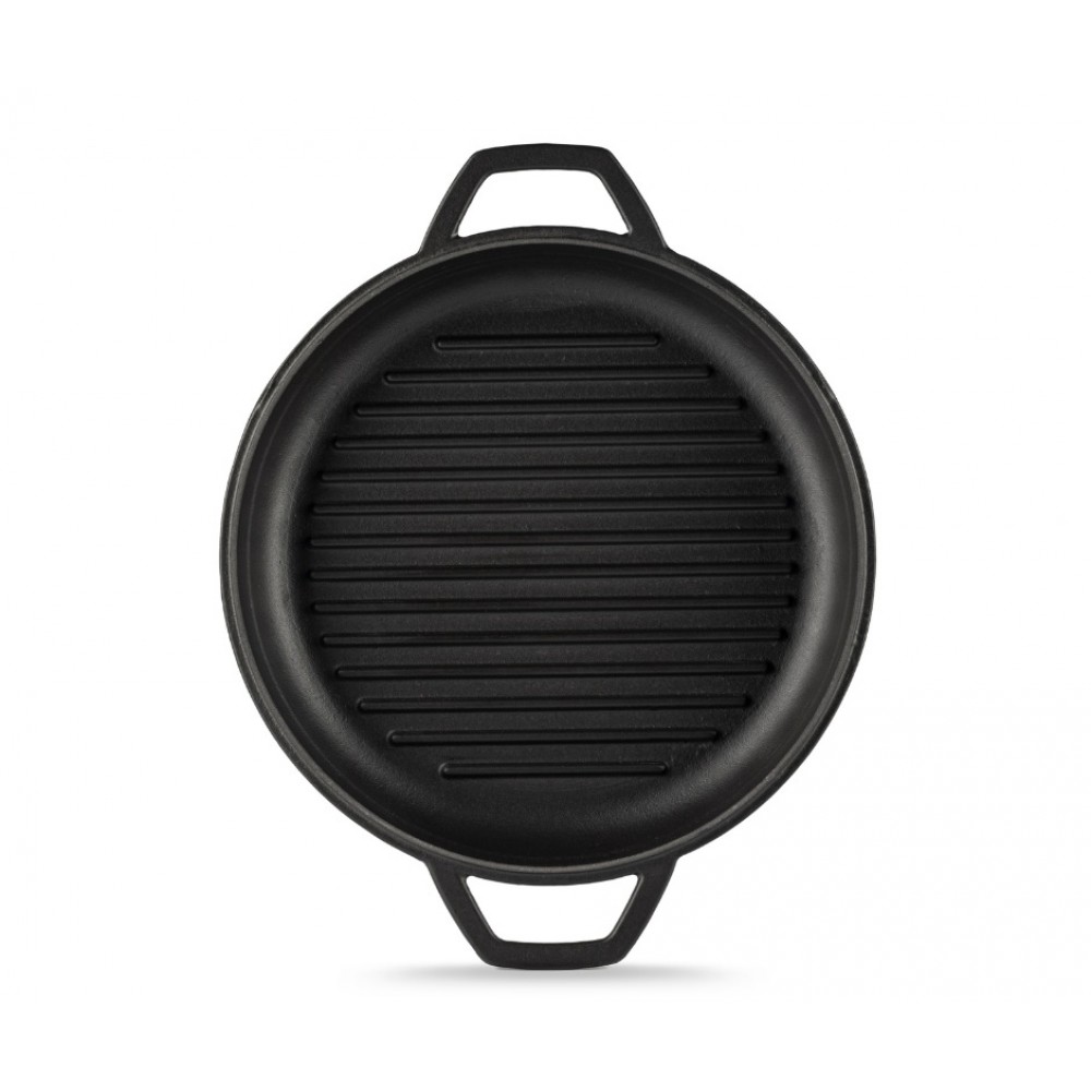 Poêle grill en fonte émaillée Hosse, Black Onyx, Ф22cm | Poêle plate en fonte | Poêle en fonte |