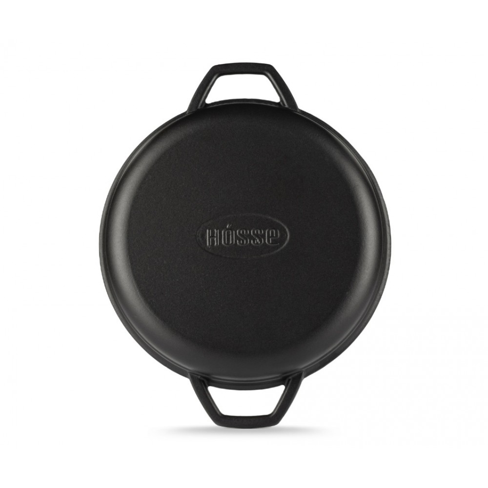 Poêle grill en fonte émaillée Hosse, Black Onyx, Ф22cm | Poêle plate en fonte | Poêle en fonte |