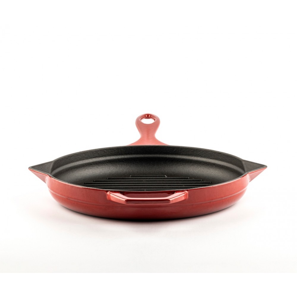 Poêle grill en fonte émaillée Hosse, Rubin, Ф24cm | Poêle grill en fonte | Poêle en fonte |