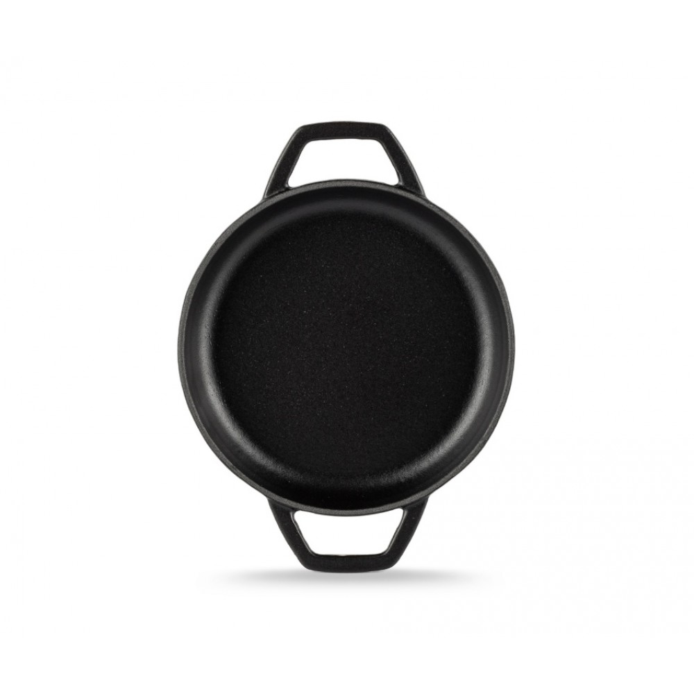 Poêle en fonte avec deux poignées émaillée Hosse, Black Onyx, Ф16cm | Poêle plate en fonte | Poêle en fonte |