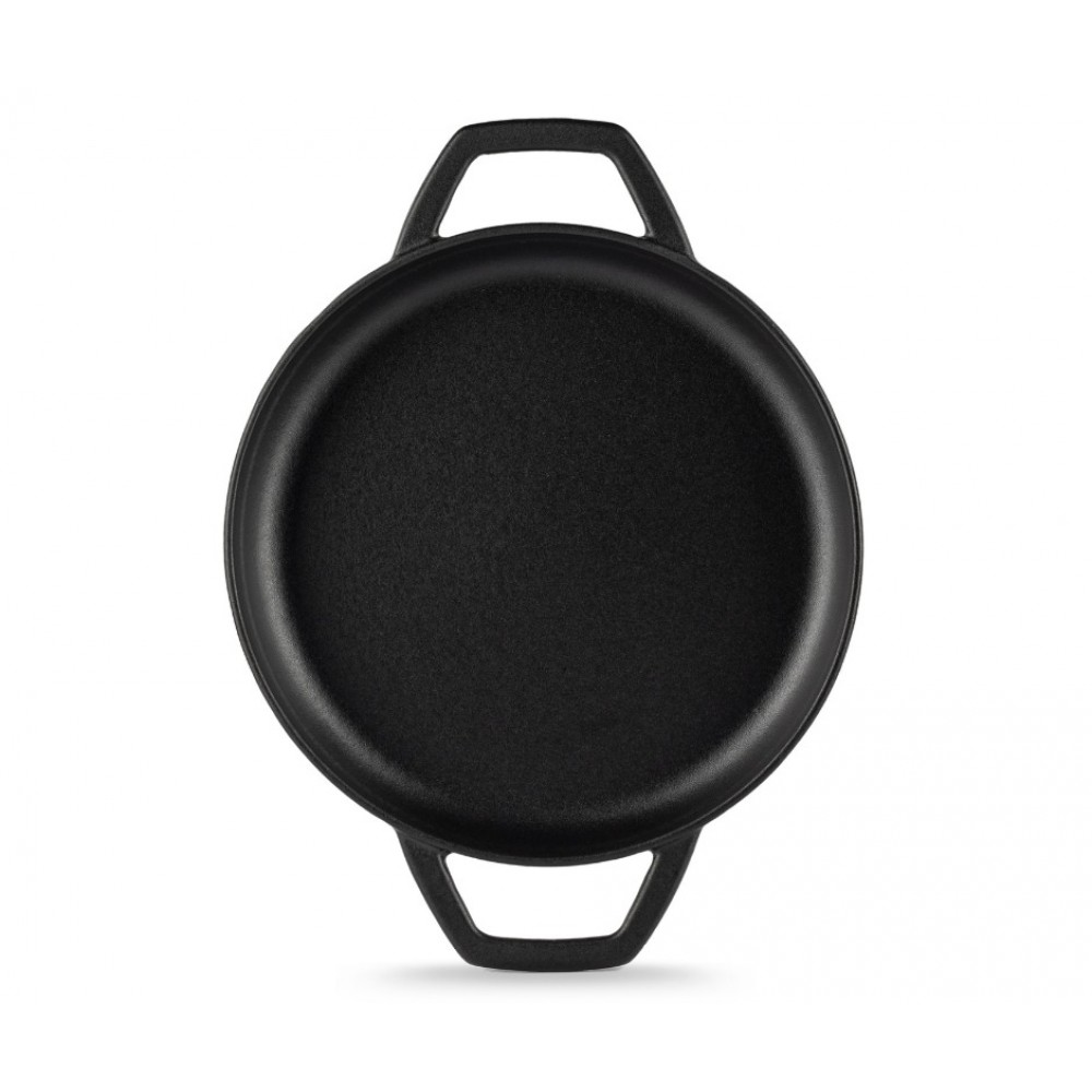 Poêle en fonte avec deux poignées émaillée Hosse, Black Onyx, Ф22cm | Poêle plate en fonte | Poêle en fonte |