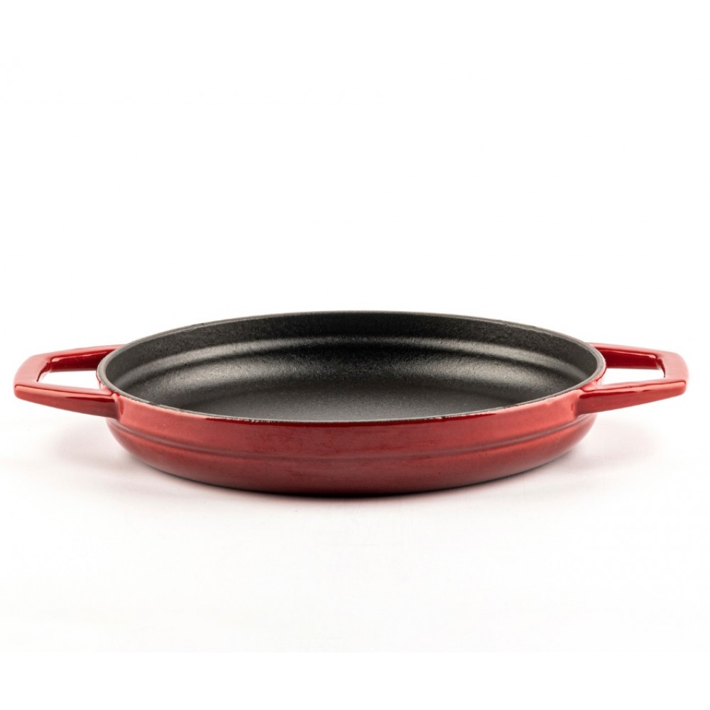 Poêle en fonte avec deux poignées émaillée Hosse, Rubin, Ф22cm | Poêle plate en fonte | Poêle en fonte |