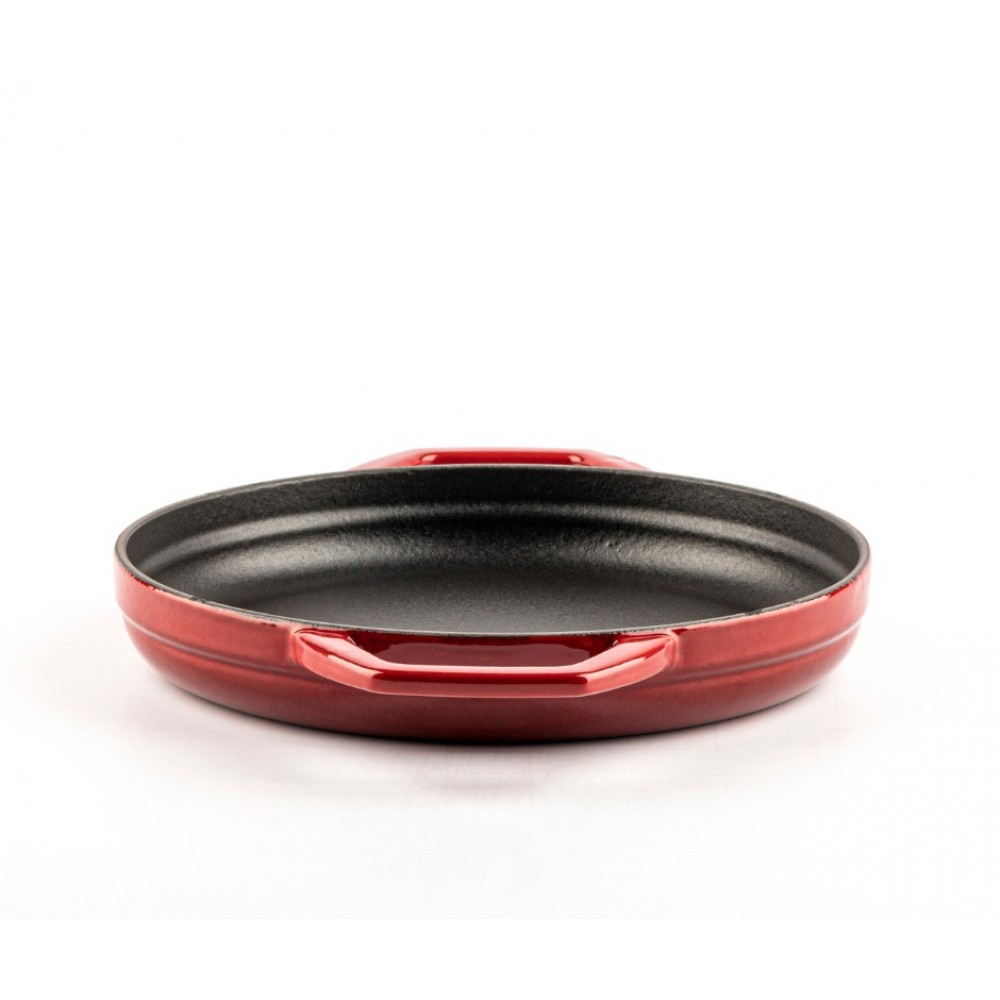 Poêle en fonte avec deux poignées émaillée Hosse, Rubin, Ф22cm | Poêle plate en fonte | Poêle en fonte |