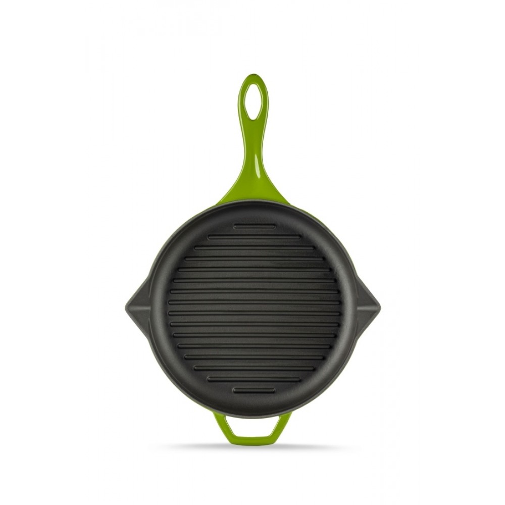 Poêle grill en fonte émaillée Hosse, Bamboo, Ф24cm | Poêle grill en fonte | Poêle en fonte |