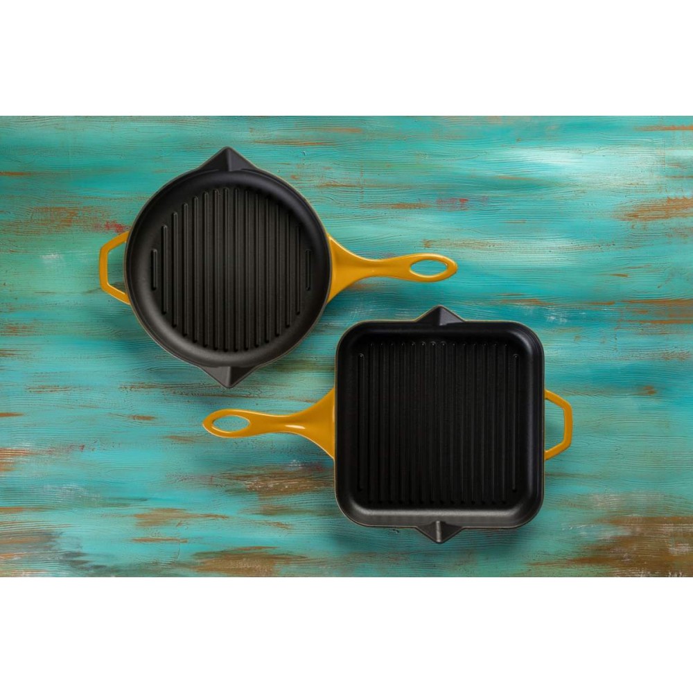 Poêle grill en fonte émaillée Hosse, Dijon, Ф24cm | Poêle grill en fonte | Poêle en fonte |