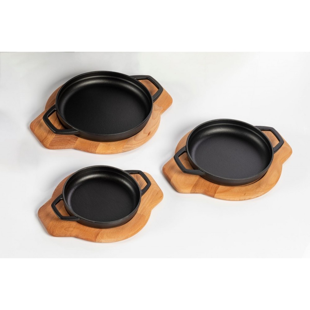 Poêle en fonte avec deux poignées émaillée Hosse, Black Onyx, Ф22cm | Poêle plate en fonte | Poêle en fonte |