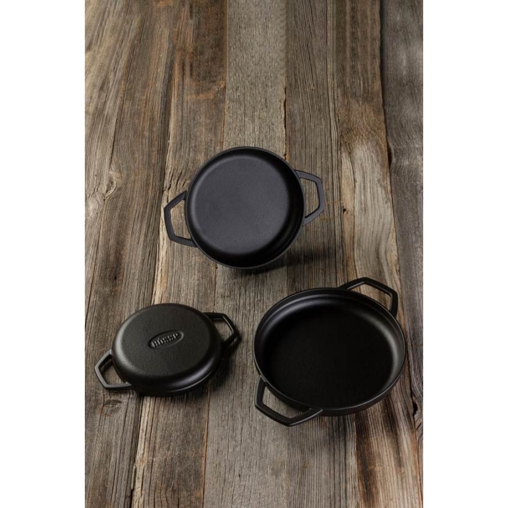 Poêle en fonte avec deux poignées émaillée Hosse, Black Onyx, Ф16cm | Poêle plate en fonte | Poêle en fonte |