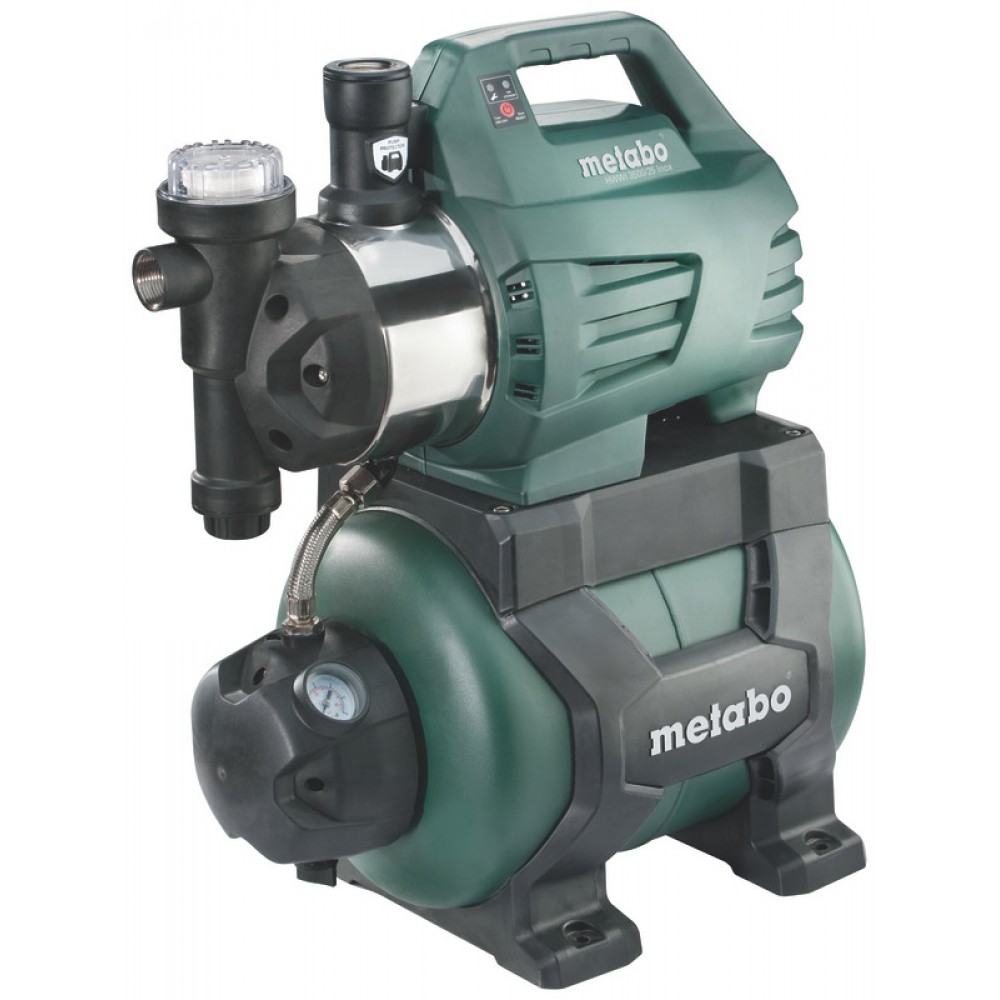 Pompe hydrophore monophasée METABO HWWI 3500/25 INOX – puissance 1100 W, débit 3500 l/h, capacité du réservoir 24 L, hauteur manométrique 45 m