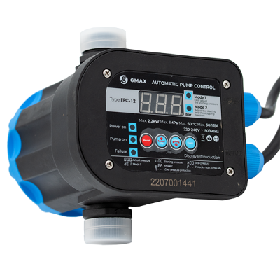 Régulateur de pression EPC-12 avec affichage numérique et seuils réglables Gmax – taille 1", puissance 2,2 kW, fréquence 50–60 Hz, tension 220–240 V - Gmax