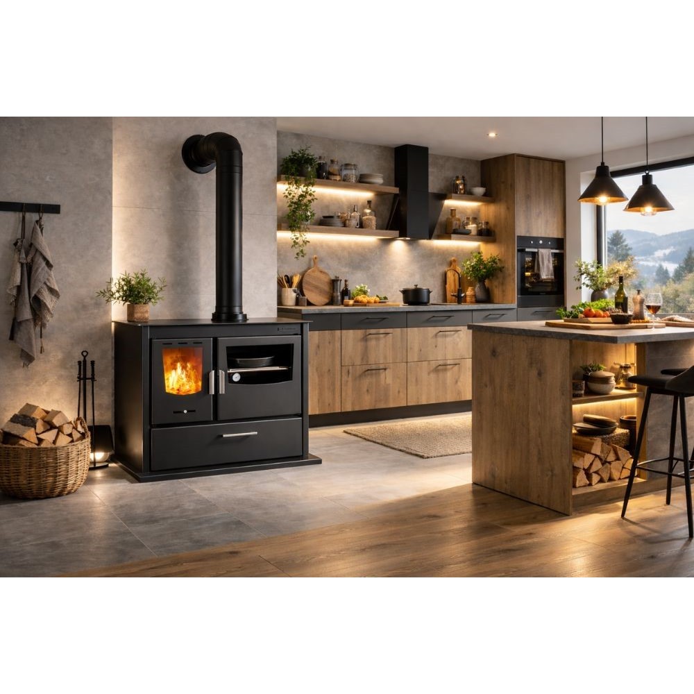 Cuisinière à bois Balkan Energy ATS ΜΑSΙΝΑ PLUS 900, 12.15kW | Poêles à bois avec four | Poêles à bois |