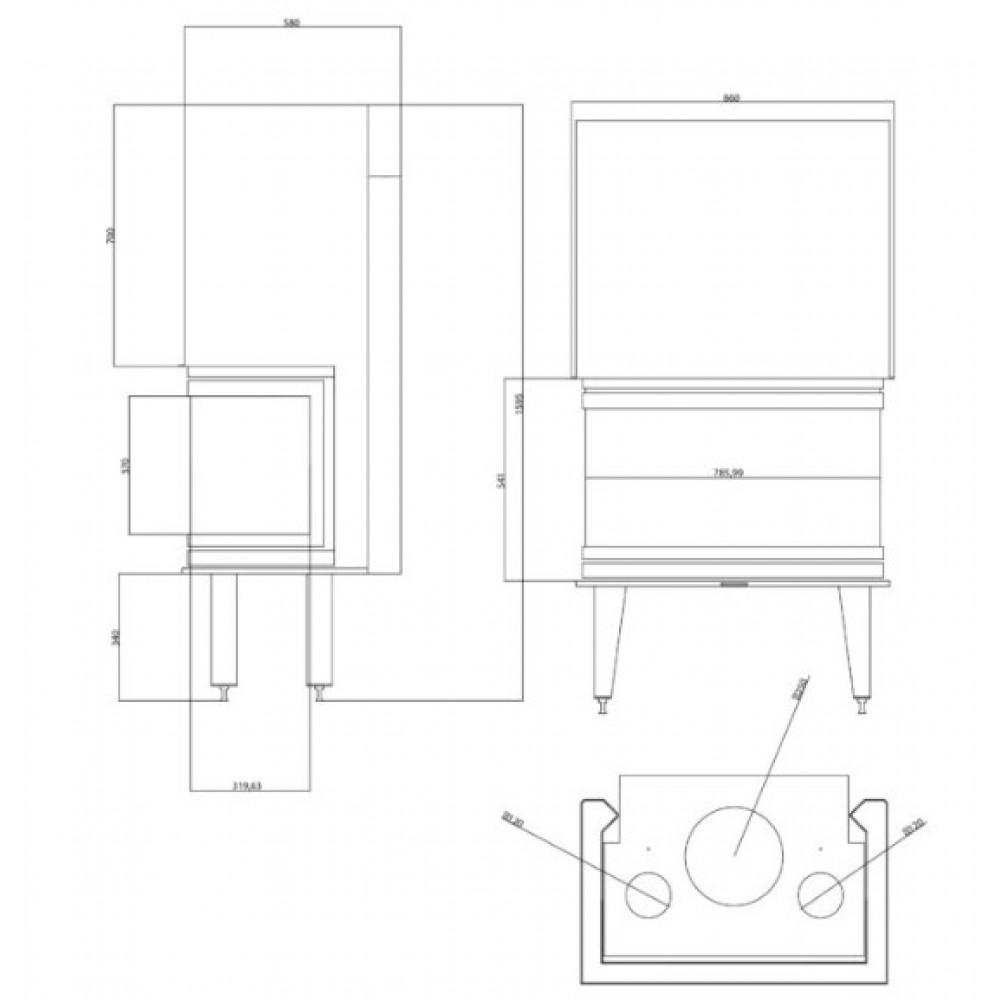 Cheminée à bois Balkan Energy ATS AIR PANORAMA 800, 16.04kW | Cheminée moderne | Insert cheminées |