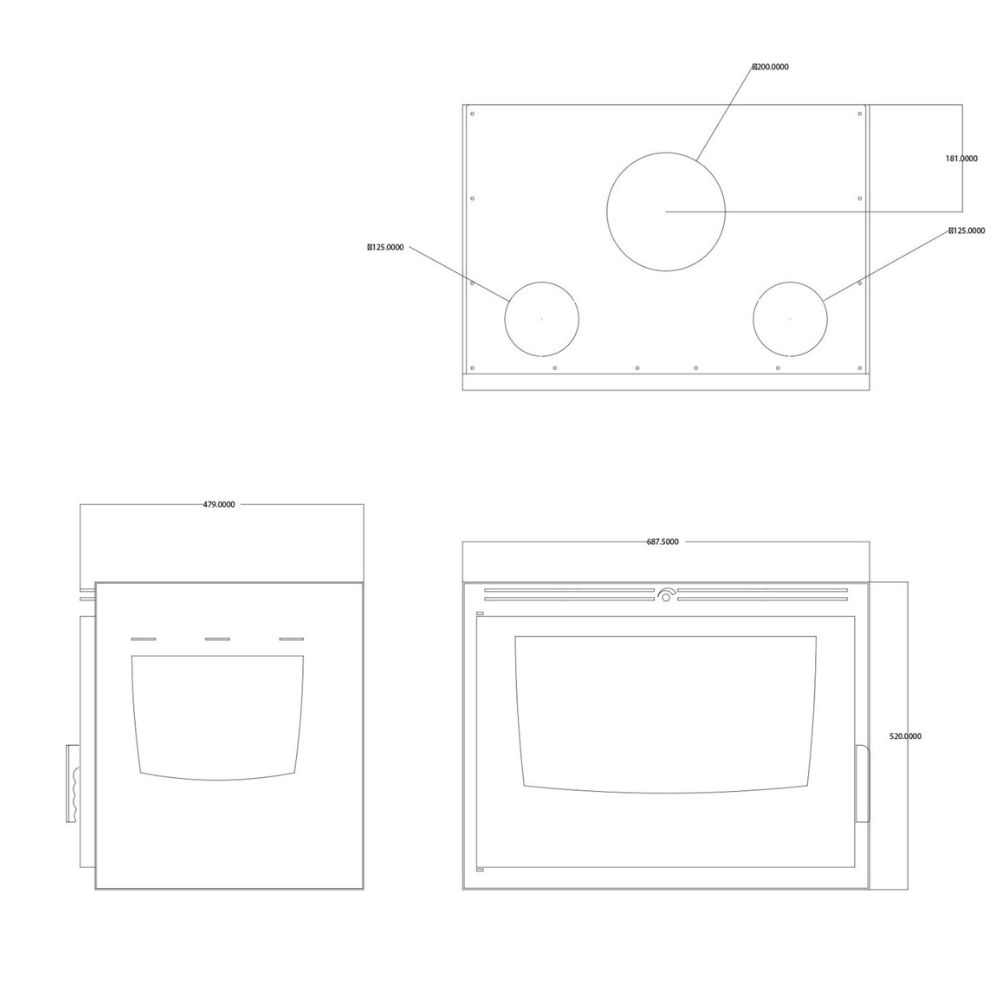 Cheminée à bois Balkan Energy ATS INSERT CORNER AIR 700, avec ventilateur et conduits d'air, gauche, 11.84kW | Cheminée moderne | Insert cheminées |