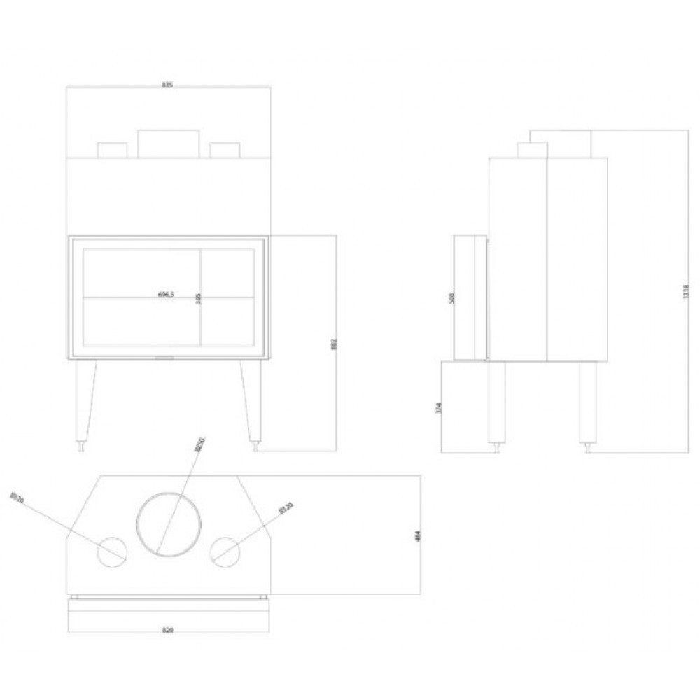 Cheminée à bois Balkan Energy ATS STABLE AIR 800,avec des conduits d'air, 15.95kW | Cheminée moderne | Insert cheminées |