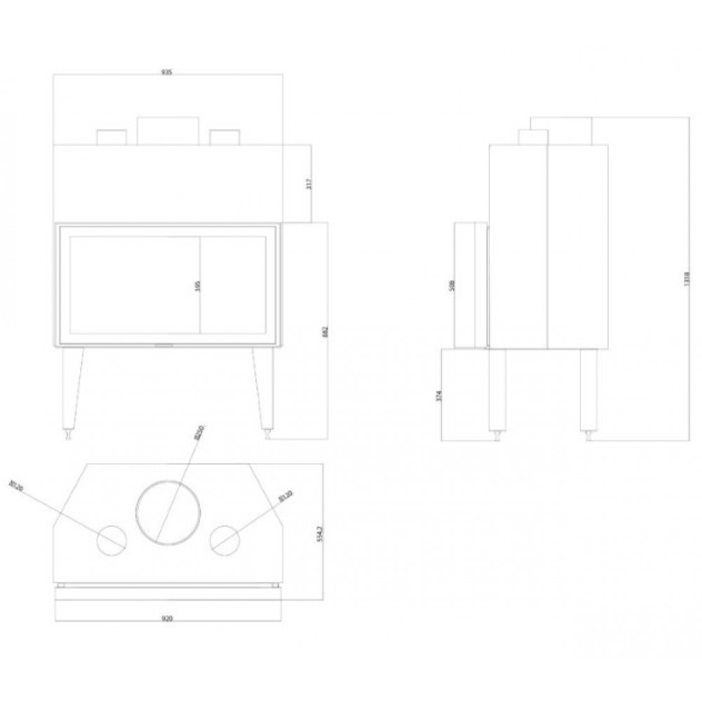 Cheminée à bois Balkan Energy ATS STABLE AIR 900, avec des conduits d'air, 19.59kW | Cheminée moderne | Insert cheminées |