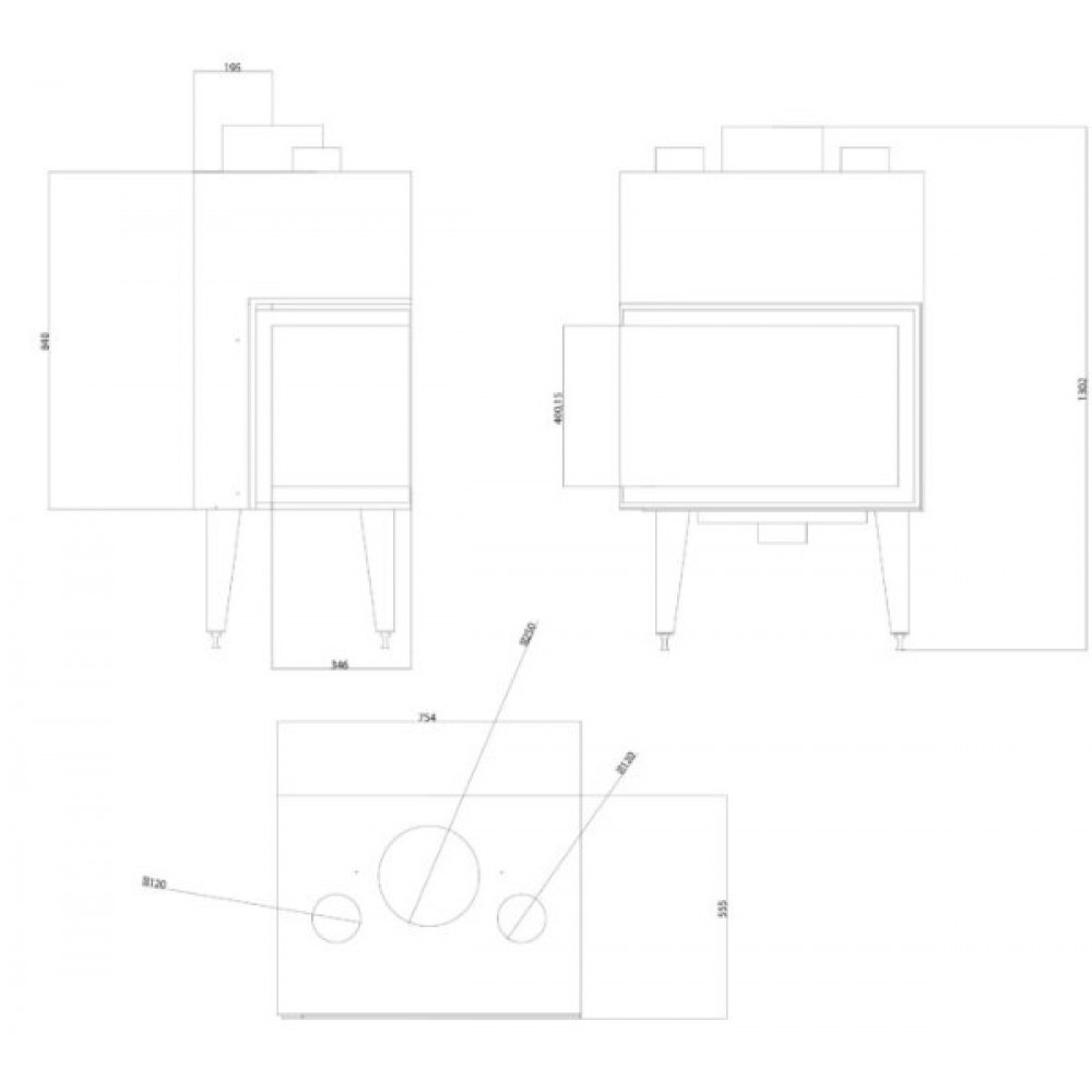 Cheminée à bois Balkan Energy ATS STABLE AIR CORNER 700, avec des conduits d'air, gauche, 14.01kW | Cheminée moderne | Insert cheminées |