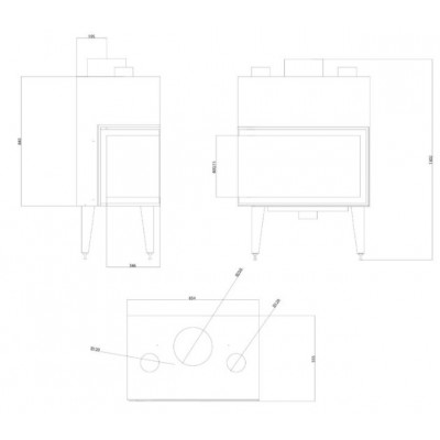 Cheminée à bois Balkan Energy ATS STABLE AIR CORNER 800, avec des conduits d'air, droite, 15.15kW - Insert cheminées