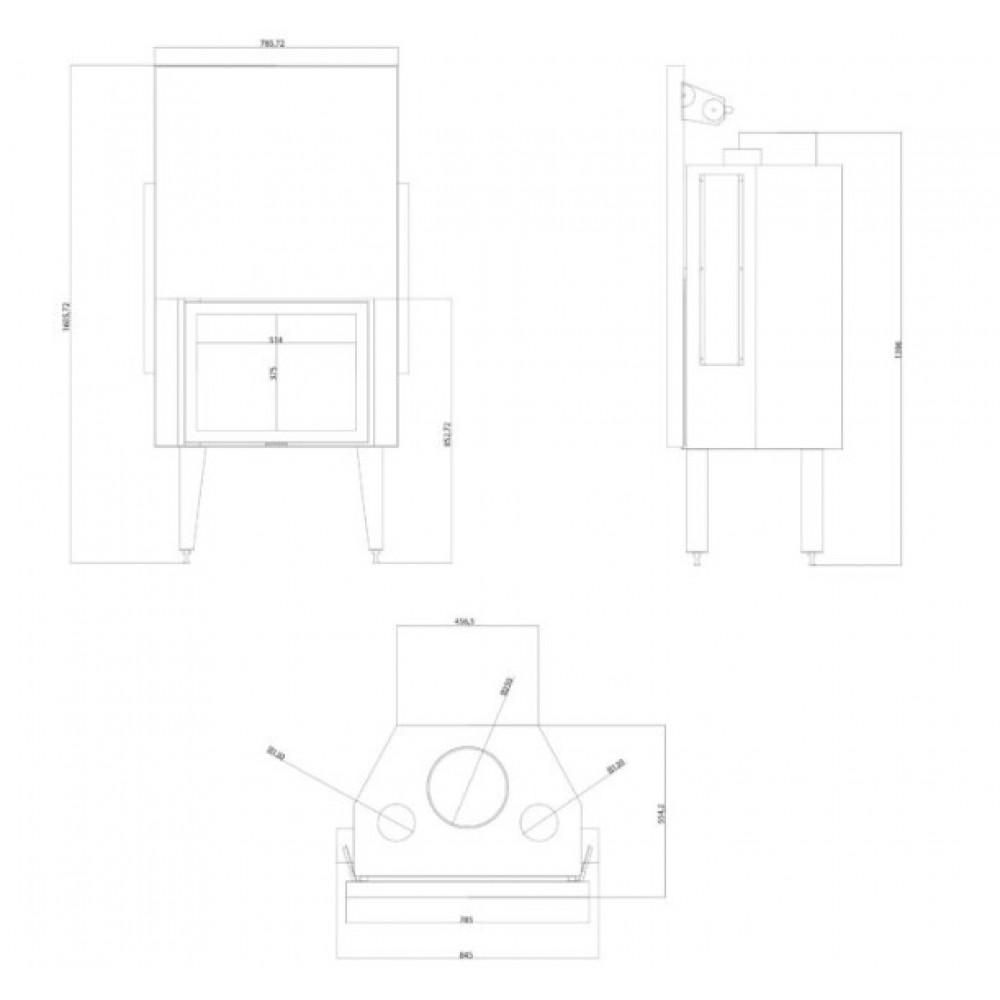 Cheminée à bois Balkan Energy ATS STRAIGHT AIR 700, avec des conduits d'air, 14.89kW | Cheminée moderne | Insert cheminées |