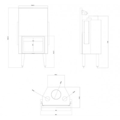 Cheminée à bois Balkan Energy ATS STRAIGHT AIR 700, avec des conduits d'air, 14.89kW - Insert cheminées