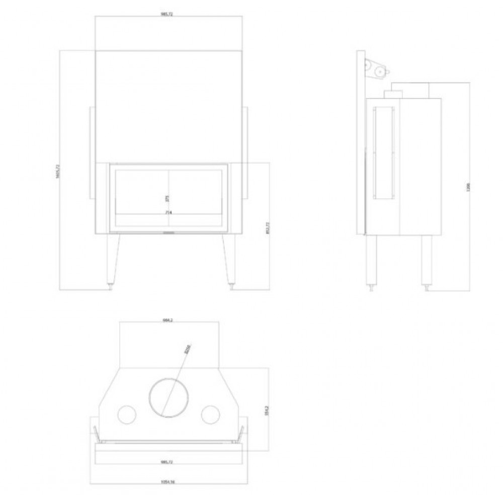 Cheminée à bois Balkan Energy ATS STRAIGHT AIR 900, avec des conduits d'air, 19.95kW | Cheminée moderne | Insert cheminées |