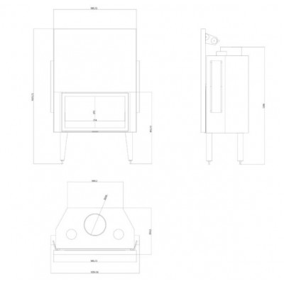Cheminée à bois Balkan Energy ATS STRAIGHT AIR 900, avec des conduits d'air, 19.95kW - Insert cheminées