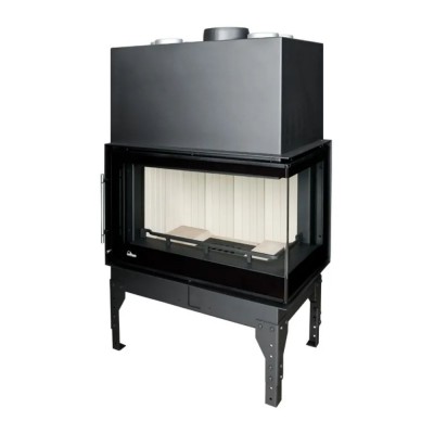 Cheminée à bois UNIFLAM 760 EVO PBS avec conduits d’air et arrivée d’air, vitre courbe, côté droit, 10 kW - Comparaison de produits