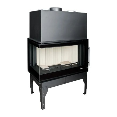 Cheminée à bois UNIFLAM 860 EVO PBS avec conduits d’air et arrivée d’air, vitre courbe, côté gauche, 15 kW - Comparaison de produits