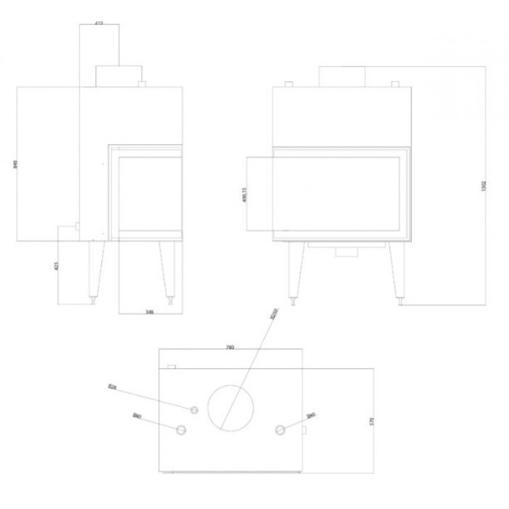Insert cheminée bouilleur Balkan Energy ATS STABLE HYDRO CORNER 700, droite, 19.56kW |  |  |