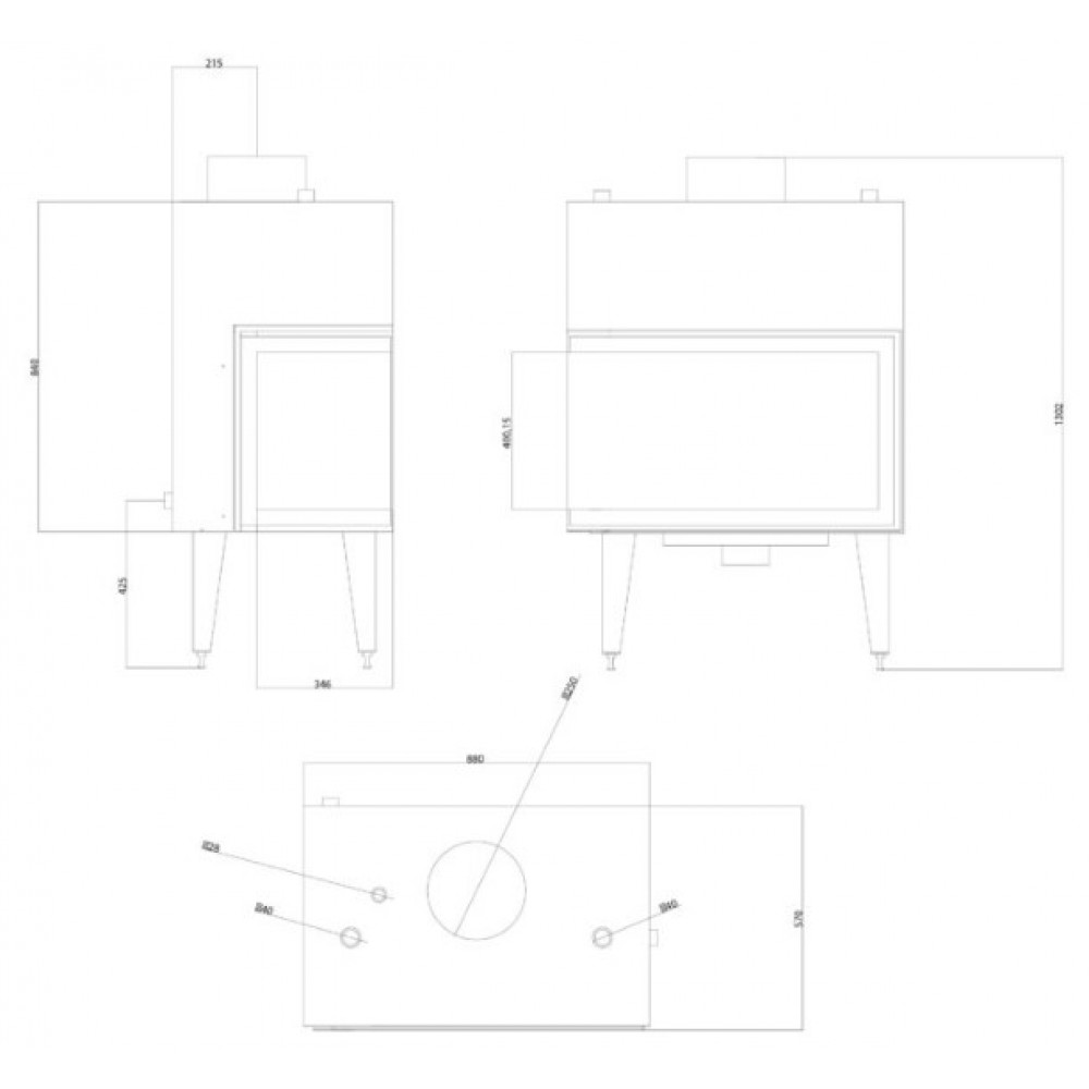 Insert cheminée bouilleur Balkan Energy ATS STABLE HYDRO CORNER 800, droite, 24.58kW |  |  |