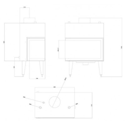 Insert cheminée bouilleur Balkan Energy ATS STABLE HYDRO CORNER 800, droite, 24.58kW - Insert cheminées bouilleur