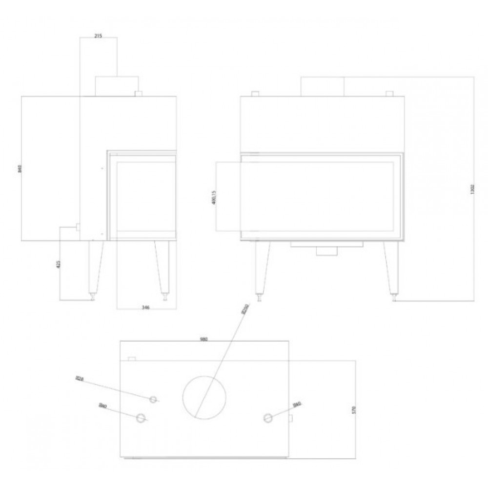 Insert cheminée bouilleur Balkan Energy ATS STABLE HYDRO CORNER 900, gauche, 27.23kW |  |  |