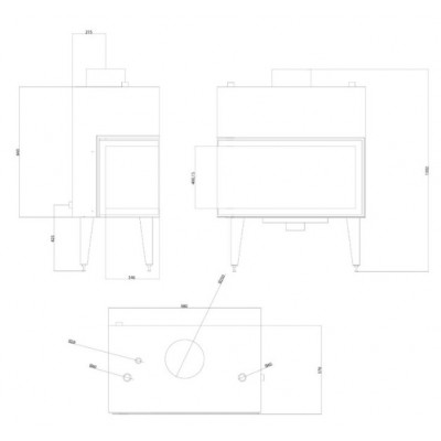 Insert cheminée bouilleur Balkan Energy ATS STABLE HYDRO CORNER 900, droite, 27.23kW - Insert cheminées bouilleur