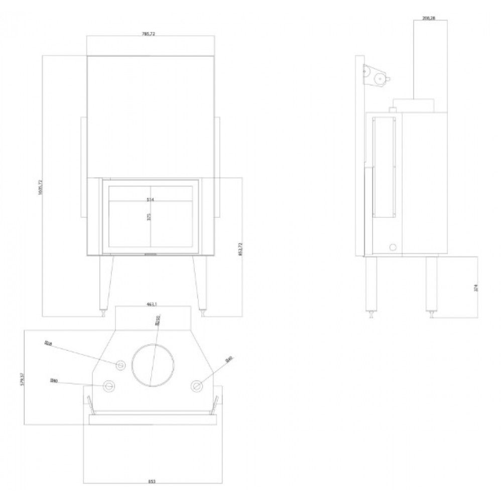 Insert cheminée bouilleur Balkan Energy ATS STRAIGHT HYDRO 700, 24.56kW |  |  |