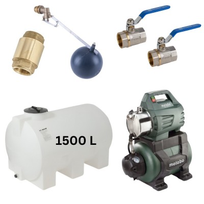 Kit „Eau potable 1500L“ avec réservoir d’eau Mavil (blanc, horizontal) et pompe hydrophore Metabo - Comparaison de produits