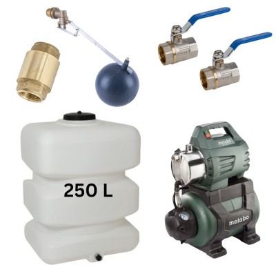 Kit „Eau potable 250L“ avec réservoir d’eau Mavil (blanc, rectangulaire) et pompe hydrophore Metabo - Comparaison de produits